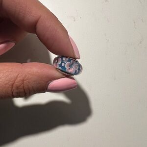 Pandora murano Floral Bead Charm - Pink and Blue